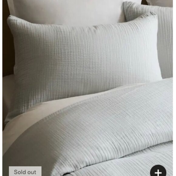 Quince Organic Airy Gauze Stadard Pillow Sham Set Mist NWOT #S26 - Picture 4 of 4